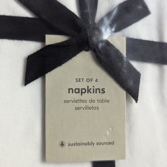 WEST ELM | NEW | Frayed Edge Napkin, White, Set of 16 - Picture 3 of 4